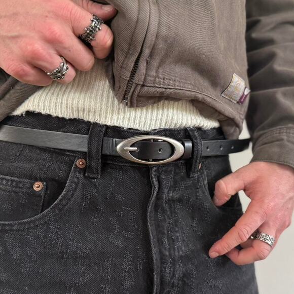 Black Silver Star Studded Belt Unisex Boho American Style 41.5" Long - Picture 4 of 9